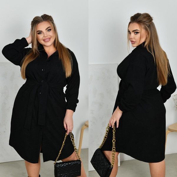 Жіноча сукня-сорочка великих розмірів із мікровельвету на ґудзиках з поясом Р6240.А1.Х3605.P700 фото