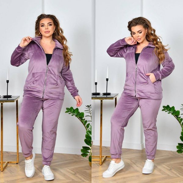 Жіночий велюровий спортивний костюм великих розмірів з кофтою на блискавці та штанами Р6240.А1.Х3710.P750 фото